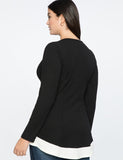 Ribbed Long Sleeve Top with Contrast Trim